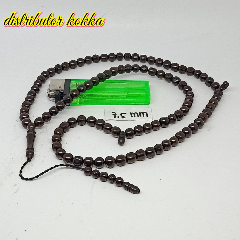 ( SUPER MURAH ) Tasbih kokka kaukah kaokah fukakah koka bulat polos 7,5 mm hitam