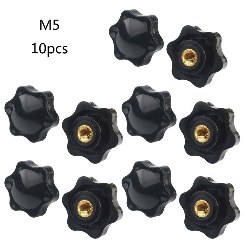 CRE  10PCS M5 M6 M8 M10 Plum Hand Tighten Nuts Handle Thread Star Mechanical Thumb Nut Manual Clamping Knob Black