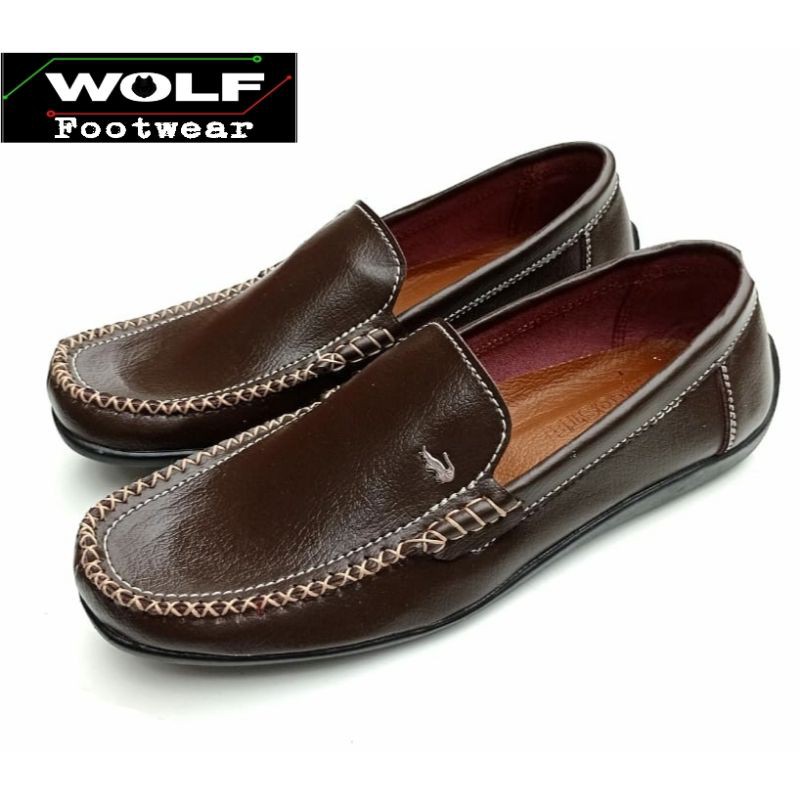 WOLF x LACOSTE|Sepatu Loafer Pria Kulit Asli Sol Tanam Sepatu Casual Moccasin Kulit Asli