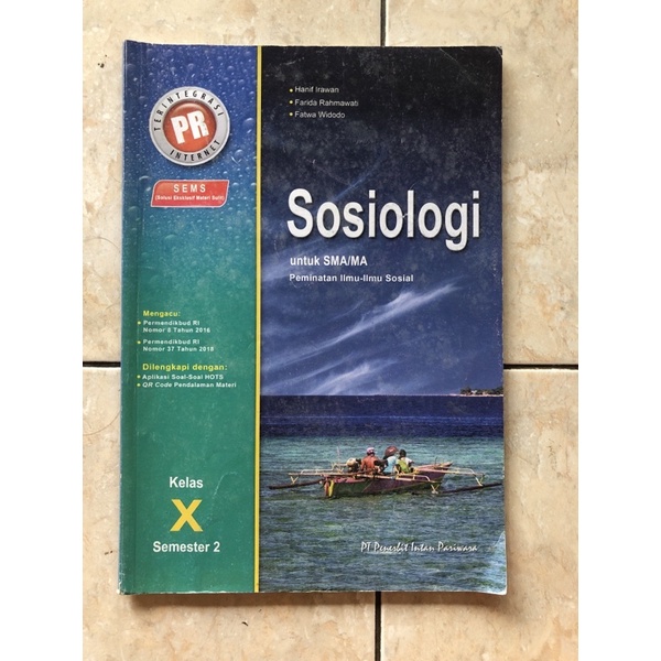 Preloved buku PR/Intan Pariwara Sosiologi kelas X/10 semester 2