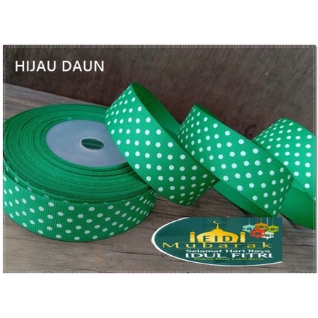 ( Rol 20 Yard ) GROSGRAIN POLKADOT RIBBON - PITA GROSSGRAIN GG ONDE 0.5 IN 1/2 INCH 1.2 CM 1 IN 2.5 CM 1.5 INCH 4 CM SELAMAT