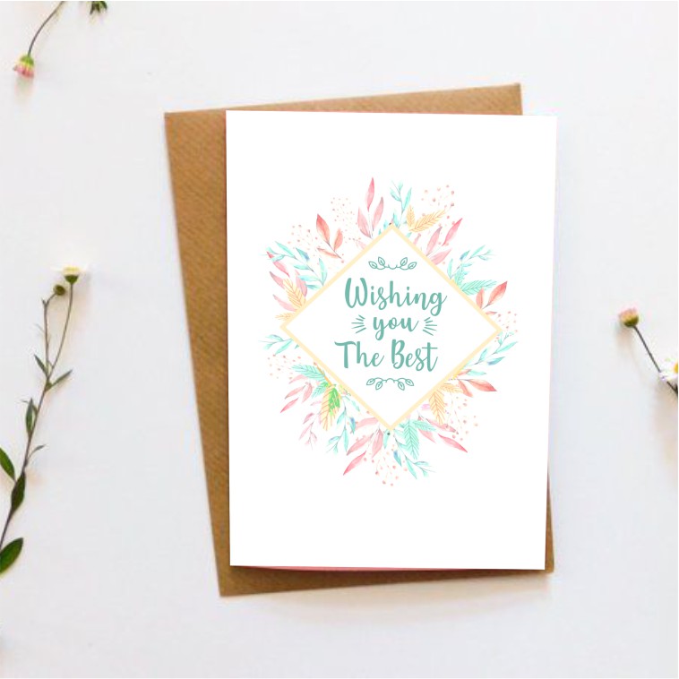 Kartu Ucapan Best Wishes Greeting Card plus Amplop Kraft Ucapan Selamat ultah, wedding, dll