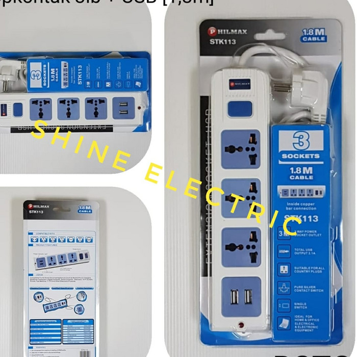 penawaranspesial Kabel Colokan 3 lubang + 2 USB 2.1A Stopkontak Universal 3kaki 3lubang Limited