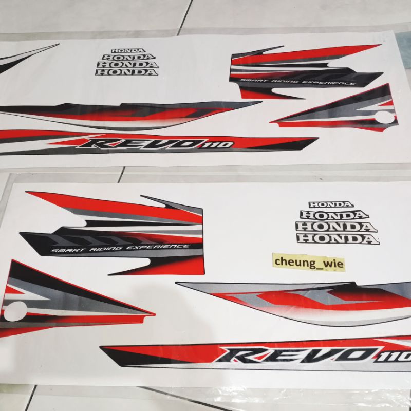 lis body striping stiker body honda Absolute Revo 110 SW 2011 Merah hitam Active red ori AHM