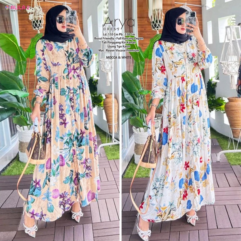 ARYA DRESS BY ALILA2 / GAMIS MOTIF FLORAL BERBAHAN RAYON VISCOSE PREMIUM QUALITY / MAXI DRESS LD 115