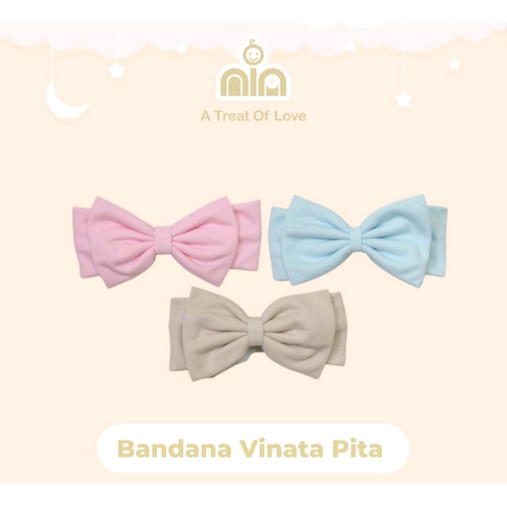 Bandana Bayi Perempuan Pita Warna Polos Merk Vinata