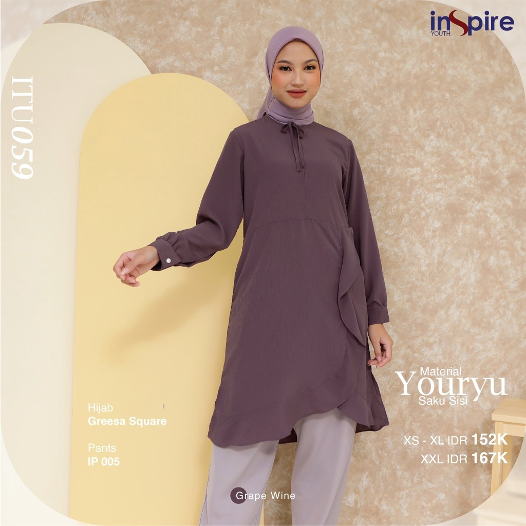 Inspire ITU 59 Atasan Tunik Bahan Youryu Tunik Wanita Muslimah Baju Remaja Casual OOTD