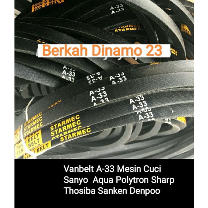 Karet Vanbelt Mesin Cuci Sanyo Aqua 2 Tabung A-33 Vanbel Fan V-belt A 820 E A-820E A-820 E Fanbelt Multi Mesin Cuci 2 Tabung