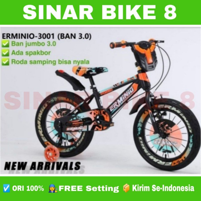Sepeda Anak Laki Ukuran 12 16 18 Inch BMX ERMINIO 3001 Ban Jumbo