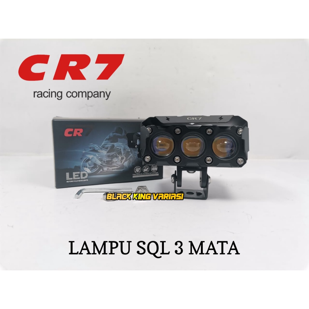 Lampu Sorot Tembak Laser Mobil Motor Tembak LED SQL 3 Mata CR7 Laser Gun Putih Kuning SQL Biled Foglamp 3 Mata