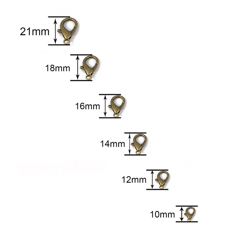 50 Pcs/lot 6 Warna 10/12/14/16/18/21 Mm Logam Lobster Gesper Hook End Konektor untuk Membuat Perhiasan