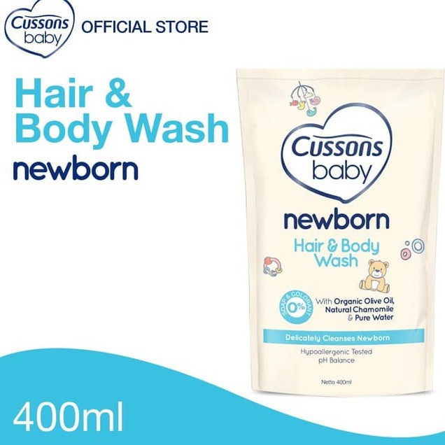 CUSSONS BABY WASH NEWBORN 400ML POUCH