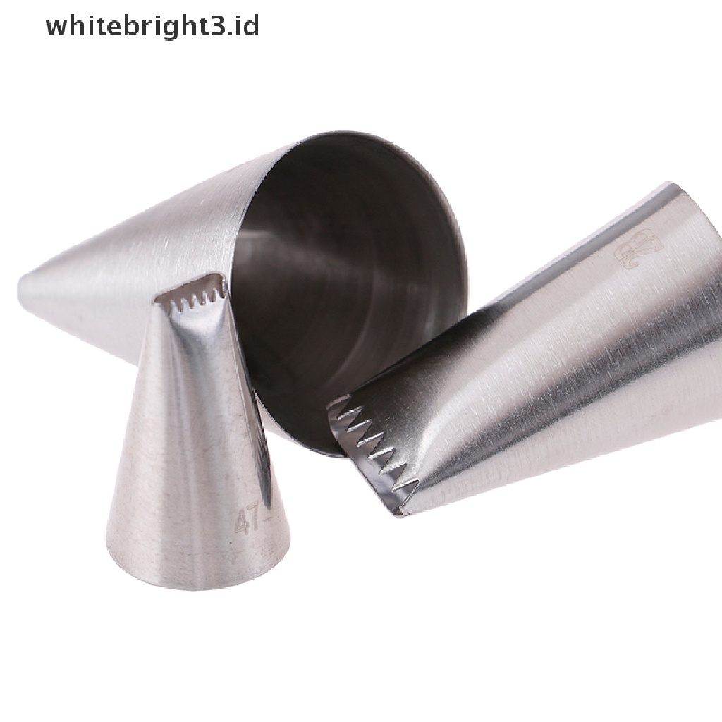 (whitebright3.id) 3pcs / Set Spuit Piping Stainless Steel Bentuk Keranjang Anyam Untuk Dekorasi Kue