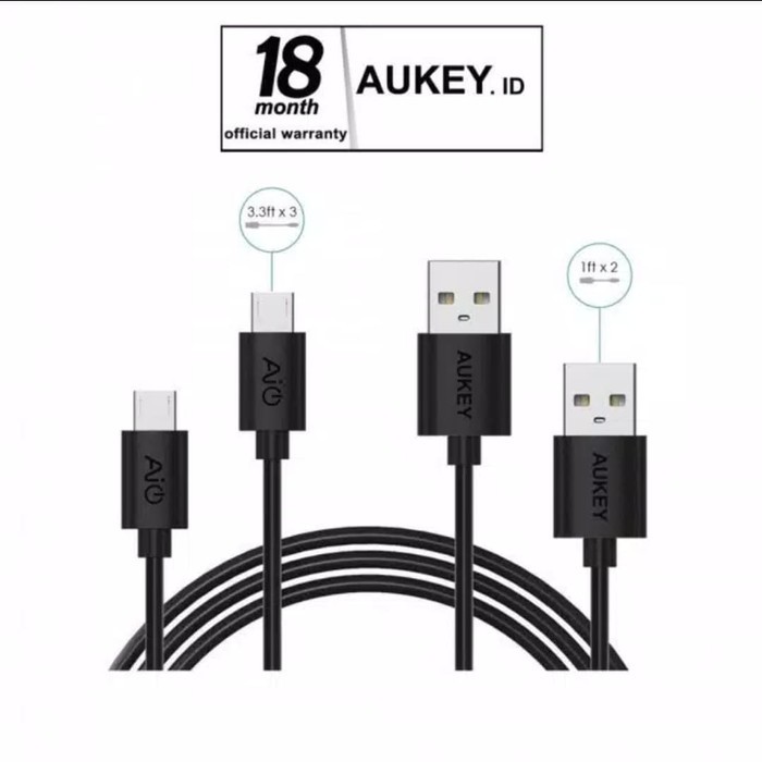 Kabel Charger Micro USB Aukey Micro USB Cable Hitam x5 (CB-D5)