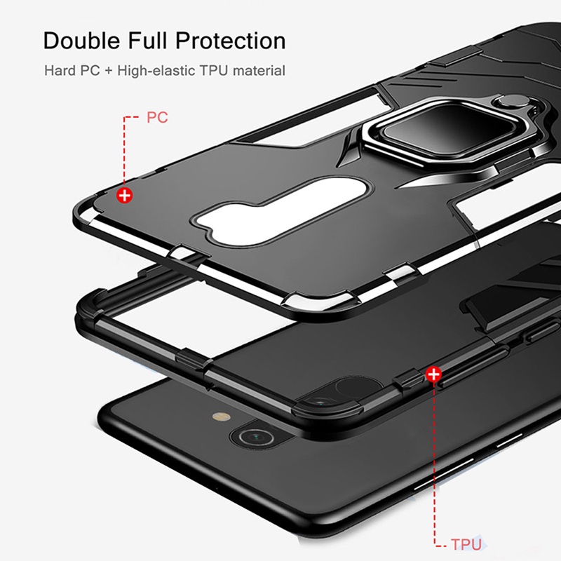 Casing Armor Shockproof + Stand Holder Magnetik Untuk Xiaomi Redmi 10