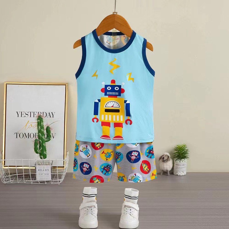 SETELAN SINGLET ANAK 1-9 TAHUN | SL002 | SETELAN HARIAN ANAK LAKI | SETELAN BUKAN KUBAO ANAK COWOK