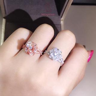 Cincin Lapis Emas 18K Model Bunga Mawar Hias Berlian Cincin Lapis Emas 18K Model Bunga Mawar Hias Berlian