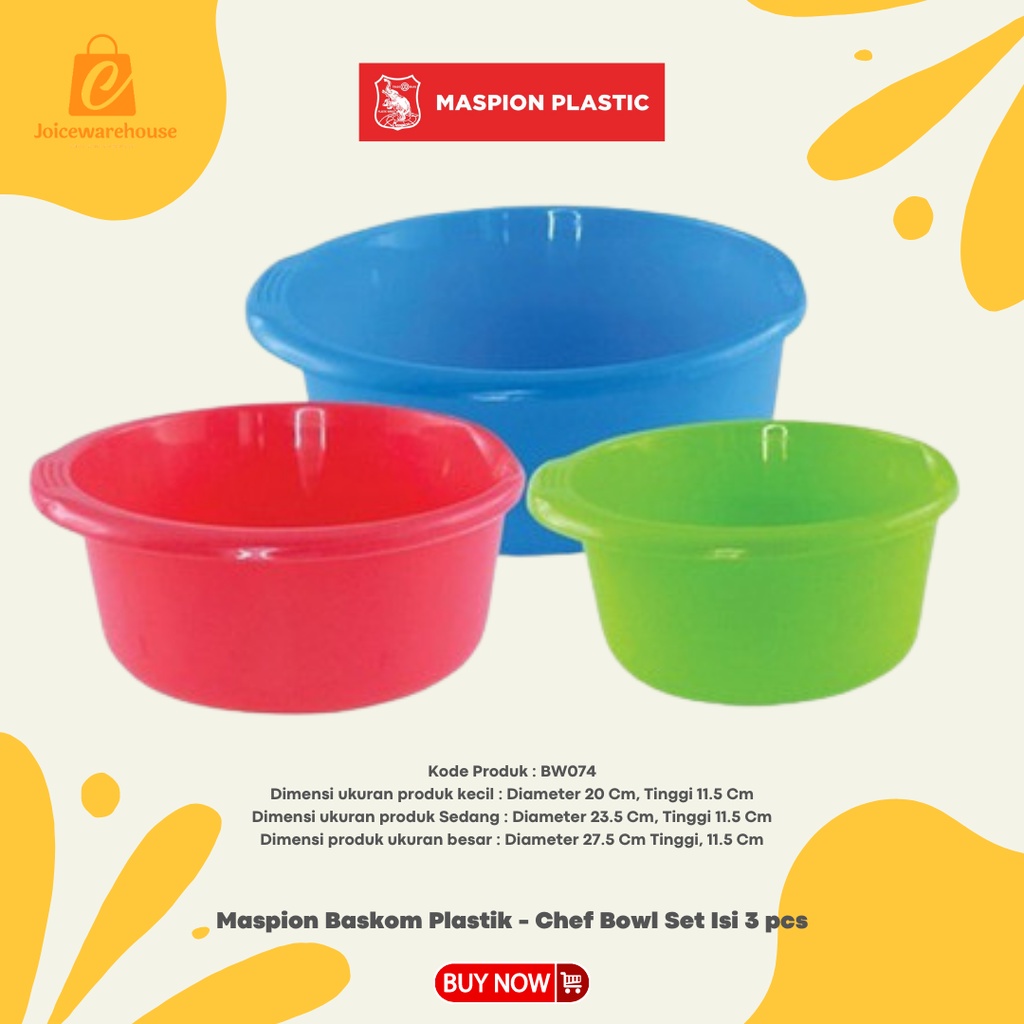 Maspion Baskom Plastik - Chef Bowl Set Isi 3 pcs