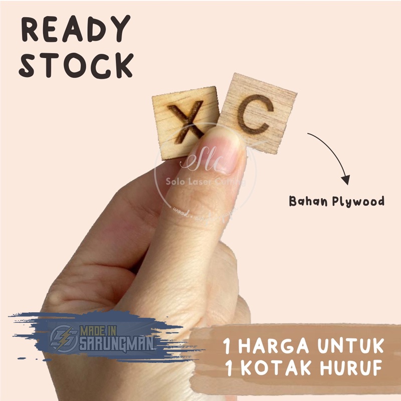 ECERAN ABJAD (A-T) MDF CHIPBOARD MAHAR BOX CINCIN SCRABBOOK | ABJAD KAYU 2X2CM huruf abjad kotak uki