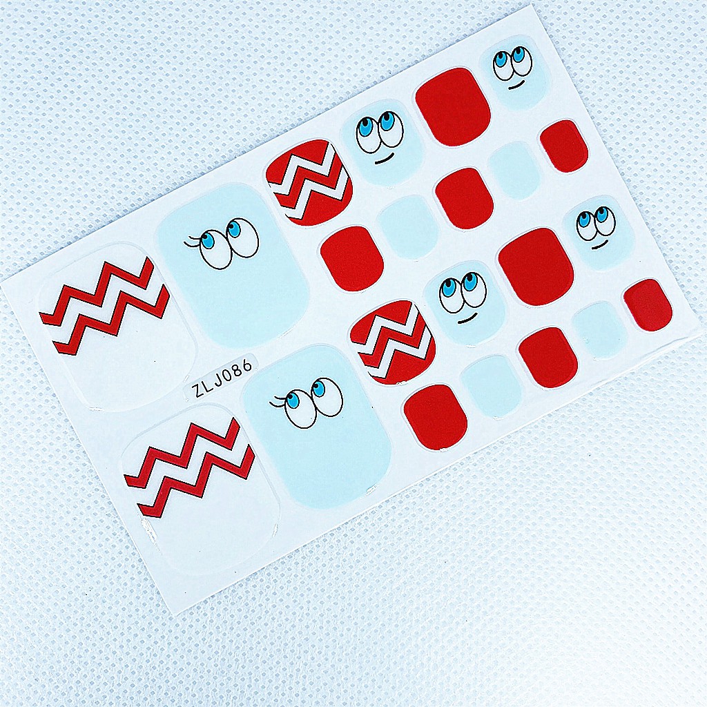 INS Alpukat Warna Bunga Pink Laser Sequins Hot Stamping Toe Nail Sticker Toilet Manicure 22pcs / SET Nail Sticker