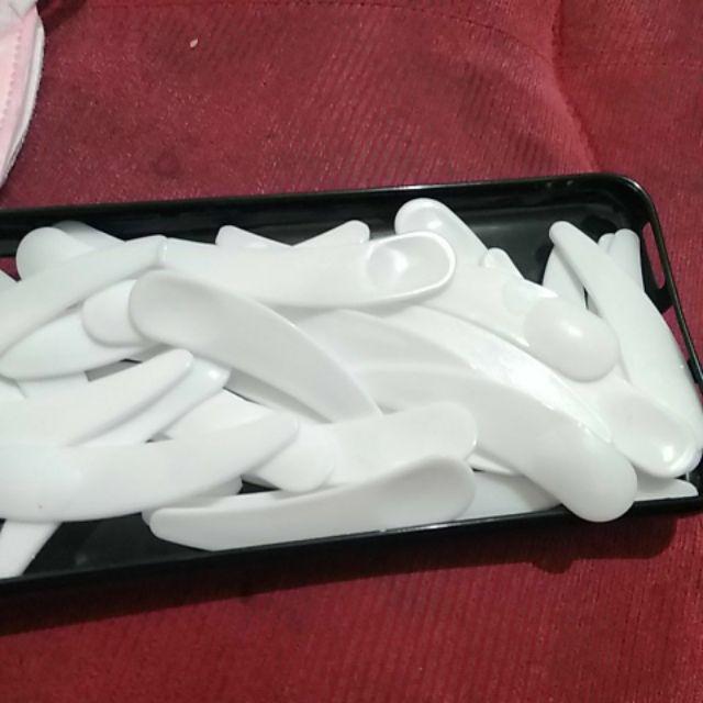 [bayar Di Tempat]hn❤100pcs Mini Cosmetic Spatula Scoops Disposable Mask Spatula Plastic Spoon Set