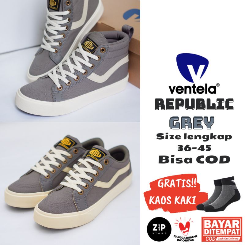 SEPATU VENTELA REPUBLIC GREY LOW HIGH ORIGINAL SNEAKER VENTELA REPUBLIK ABU-ABU SEPATU SEKOLAH KULIA