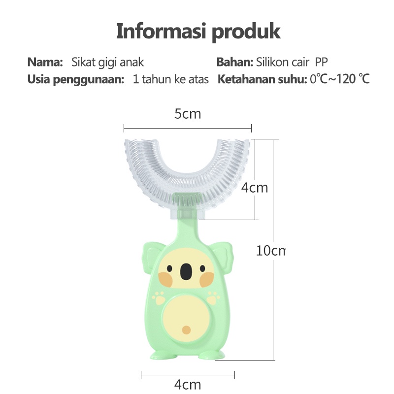 Sikat Gigi Anak/Sikat Gigi Silikon Lembut/Sikat Gigi Bentuk U Silikon/Sikat gigi koala berbentuk U L264