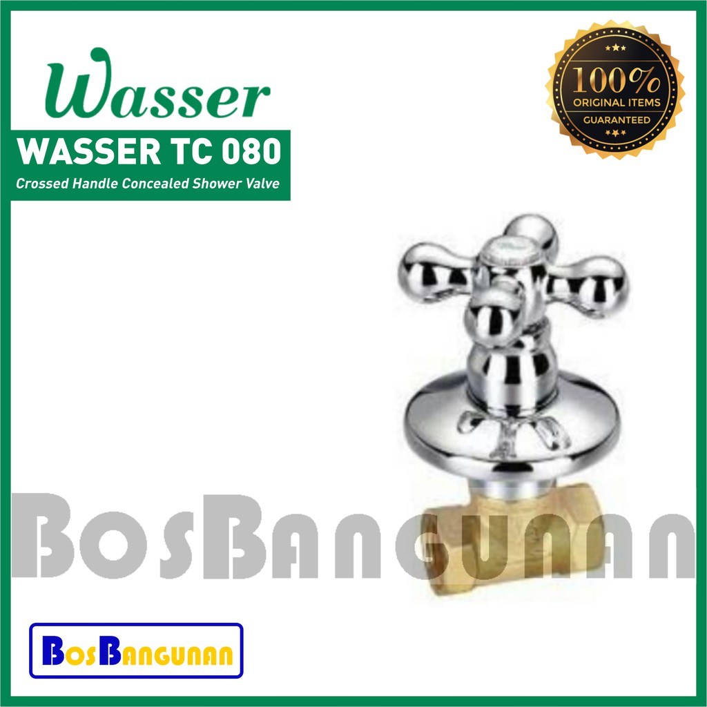 Stop Kran Tanam WASSER TC-080 / Angel Valve / Keran WASSER TC 080B / Cross Handle Shower Valve