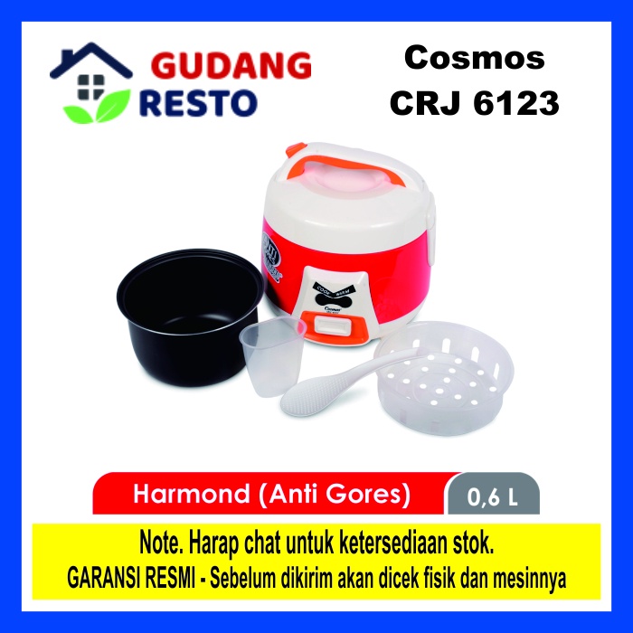 COSMOS CRJ-6123 / CRJ6123 RICE COOKER / MAGIC COM 3 in 1 HARMOND 0.6 L Mini / Kecil