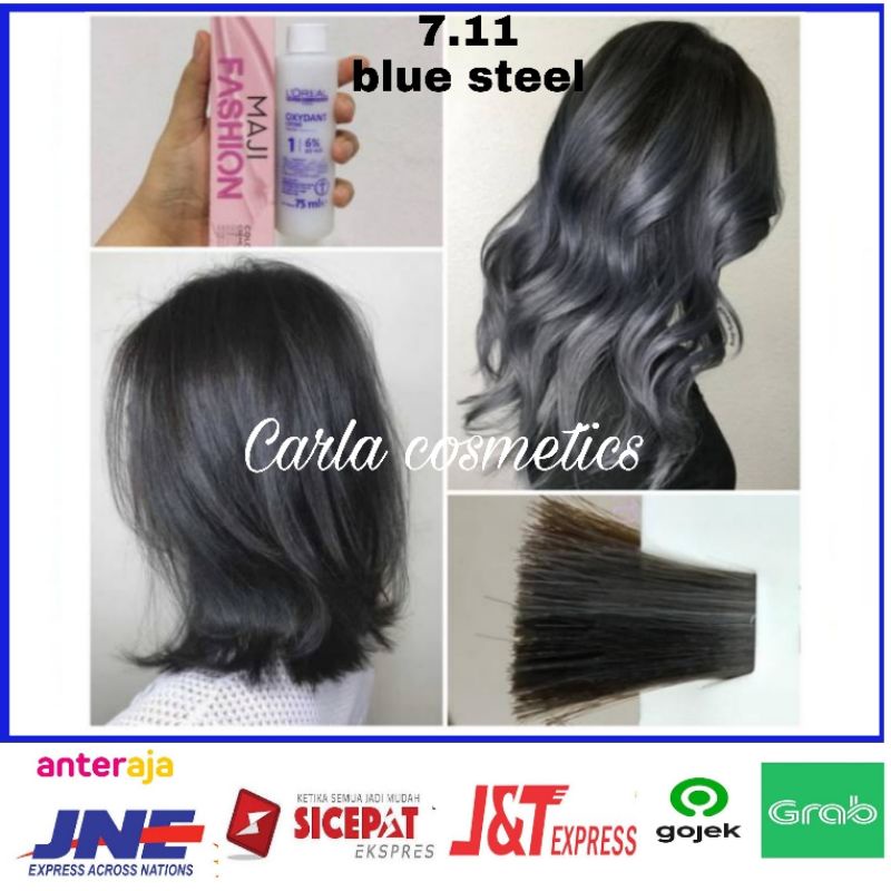 cat rambut Loreal majifashion 7.11 blue steel + oxidan't L'oreal / hair color loreal majifashion / p