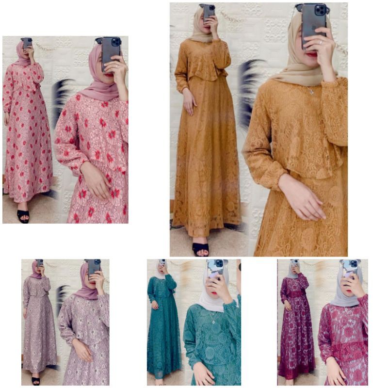 Gamis Malaysia brokat import renda ❤️