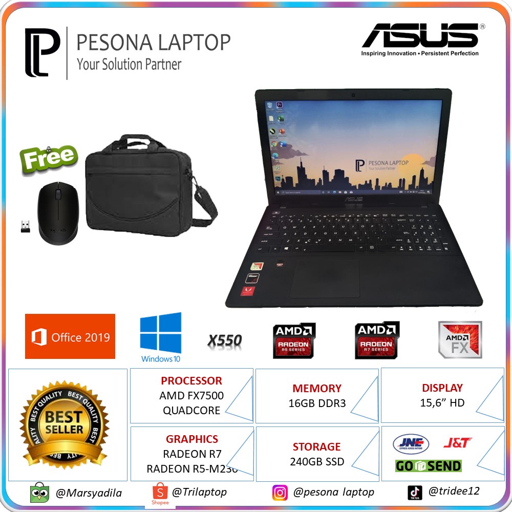 ASUS X550 GAMING FX7500 RAM16GB SSD240 DUAL VGA R7 + R5-M260 2GB