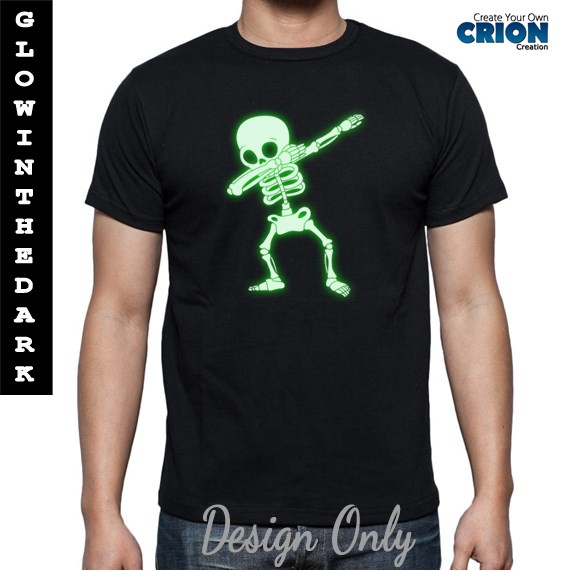 Kaos Kostum Halloween - Dabbing Skeleton Glow In The Dark - By Crion