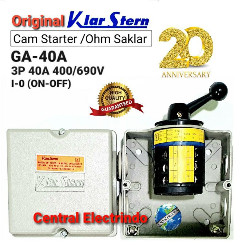 Cam Starter Ohm Saklar 3P GA-40A 8800Watt I-0 (ON-OFF) KlarStern.