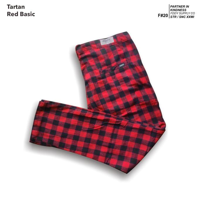 fruddy duddy - fddy - tartan - pants - red basic