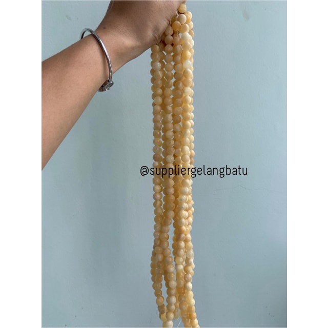 bahan batu Manigajah 10mm kuning natural akik corak retak SOFT YELLOW