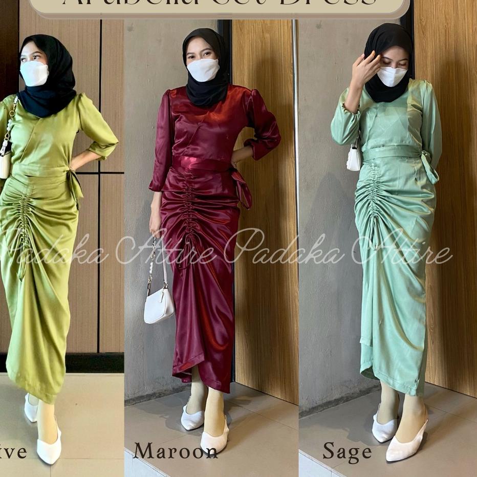 Paling Laris SET DRESS ARABELLA - SILK DRESS SERUT SATIN KONDANGAN - READY PADAKA ATTIRE etalase bar