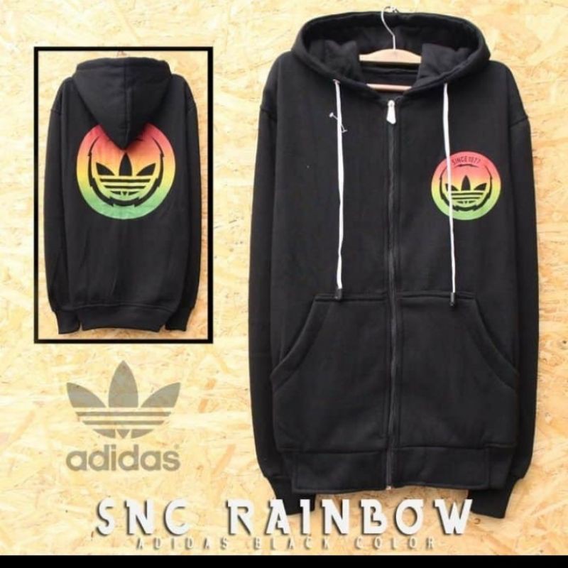 hoodie zipper adidas logo rainbow circle premium brewout