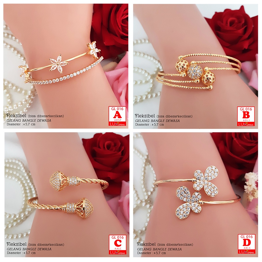 GL 016 Gelang Bangkok Dewasa Fleksibel Bisa Dibesarkecilkan Bangle Tangan Jumbo Big Size Aksesoris Xuping Murah Perhiasan Lapis Emas Yaxiya Luxx XUping