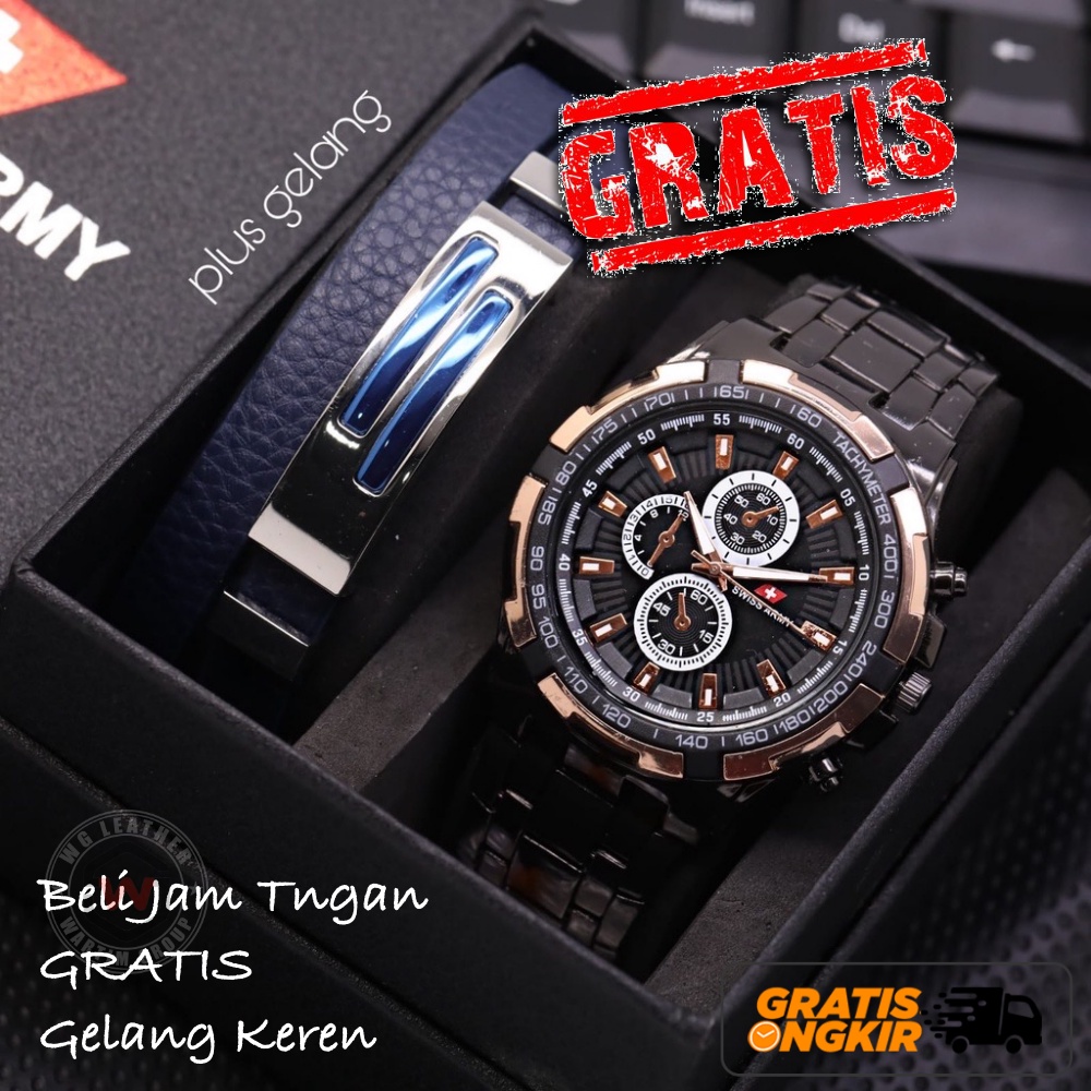 Best Seller! Jam Tangan Pria / Cowok Sporty Fashion 9988Ls Chrono Variasi Free Gelang &amp; Box - COD