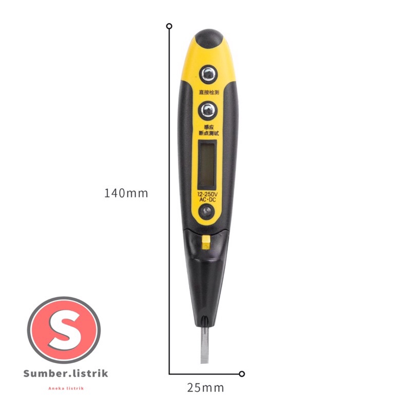 Digital Test Pen/Tespen Digital 12-250V AC/DC 14 cm /Alat Perkakas