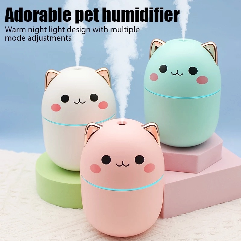 Humidifier Diffuser Aroma Essential Oil USB 250ml Bentuk Kartun Beruang Dengan Lampu Malam Untuk Mobil