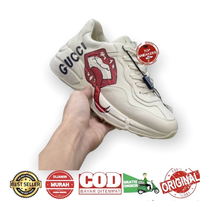 TS Sepatu Gucci Rhyton Sneaker with Mount Print Original Free Paperbag & Sertifikat