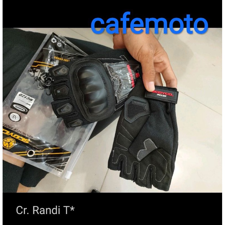 Sarung Tangan SCOYCO MC12D Hitam Half Gloves MC 12D MC-12D - Jari Buntung