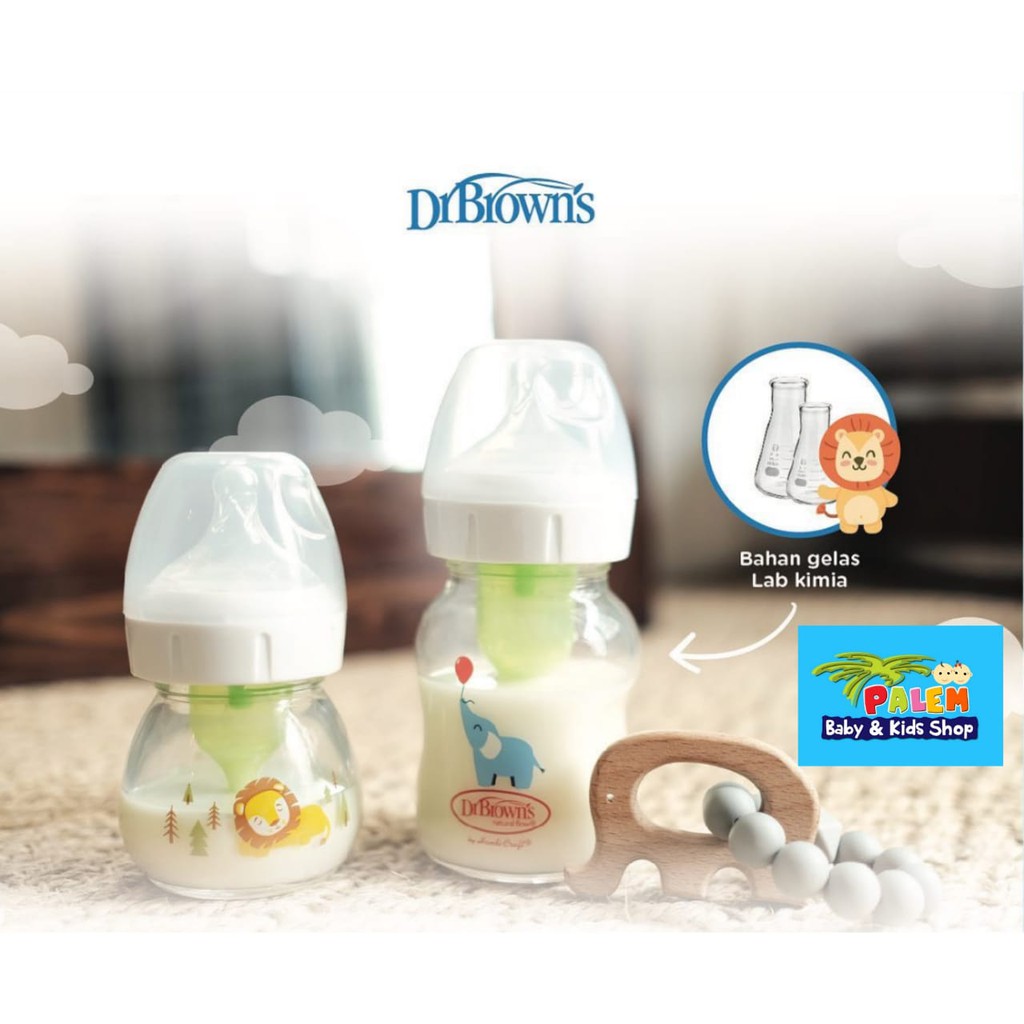 Dr Brown's Glass Bottle Wide Neck Option 60ml&amp;150ml Deco Botol Kaca