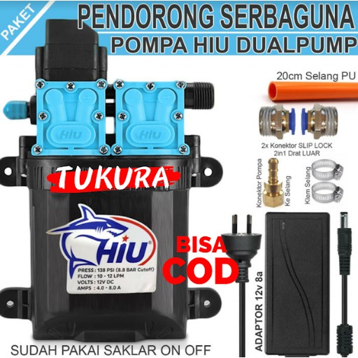Paket Lengkap Pendorong Hiu DualPump Serbaguna Konektor SL-Drat Luar