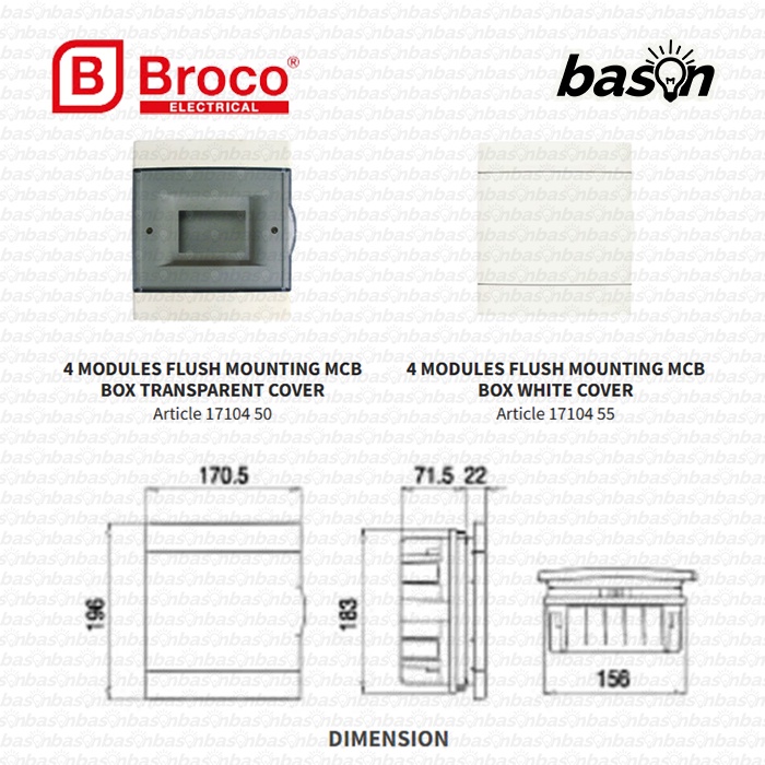 BROCO MCB Box 17104 - Kotak MCB 4 Group Inbow - MCB Panel Flush Mount