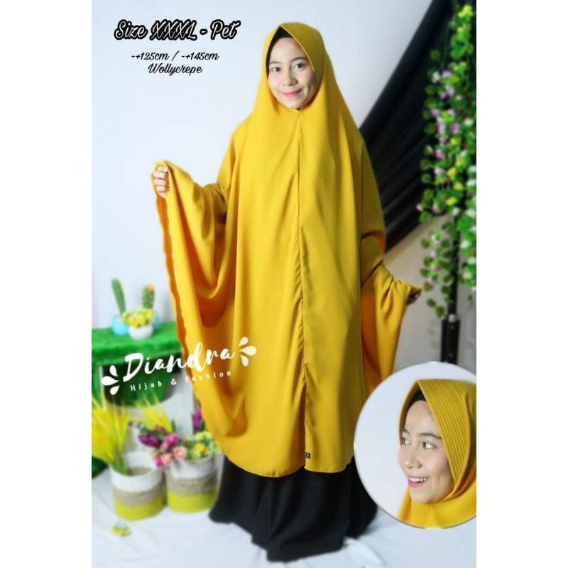 [Diandra Hijab] Jilbab Wollycrepe Syar'i XXL Kerudung Wollycrepe Khimar Jumbo Syar'i