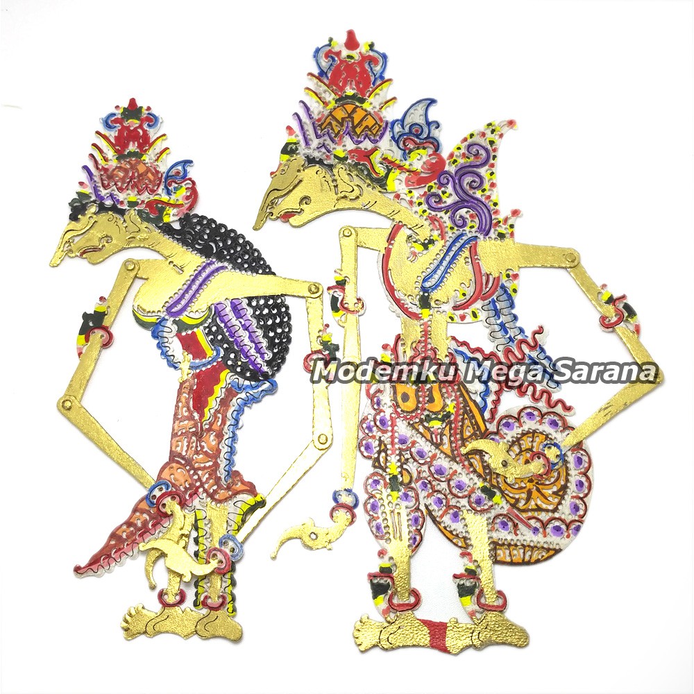 Wayang Kulit Mini Super Halus 20 Cm Tanpa Gagang - Rama Shinta Mahar - Motif Original