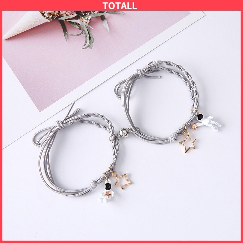 2 Pcs Gelang Couple Magnet Astronot Desain Gelang Tali Karet Magnet Untuk Pria Dan Wanita Gelang Magnet Couple COD Gelang